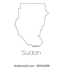 A Country Shape isolated on background of the country of Sudan