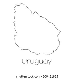 A Country Shape isolated on background of the country of Uruguay