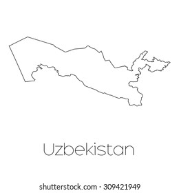 A Country Shape isolated on background of the country of Uzbekistan