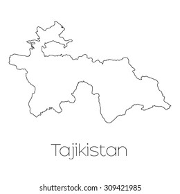 A Country Shape isolated on background of the country of Tajikistan