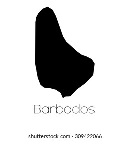 A Country Shape isolated on background of the country of Barbados