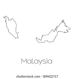A Country Shape isolated on background of the country of Malaysia