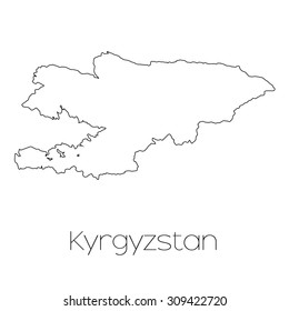 A Country Shape isolated on background of the country of Kyrgyzstan