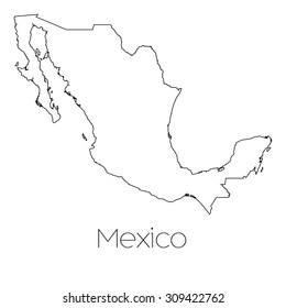 A Country Shape isolated on background of the country of Mexico