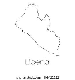 A Country Shape isolated on background of the country of Liberia