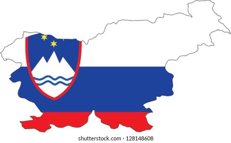 Country shape outlined and filled with the flag of Slovenia