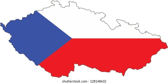 Country shape outlined and filled with the flag of Czech Republic
