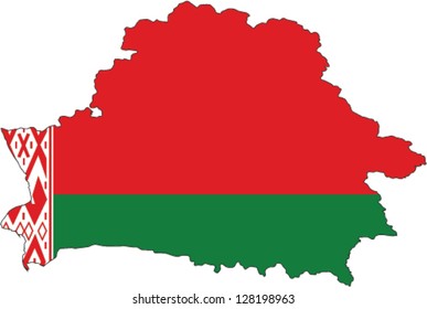 Country shape outlined and filled with the flag of Belarus