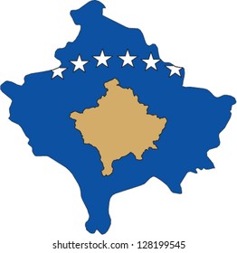 Country shape outlined and filled with the flag of Kosovo