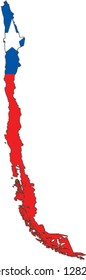 Country shape outlined and filled with the flag of Chile