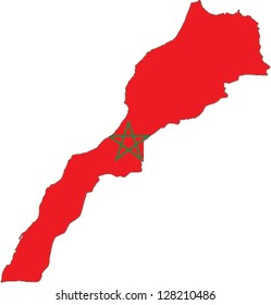 Country shape outlined and filled with the flag of Morocco