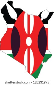Country shape outlined and filled with the flag of Kenya