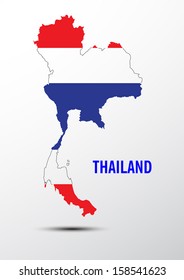 Country shape outlined and filled with the flag of Thailand vector images