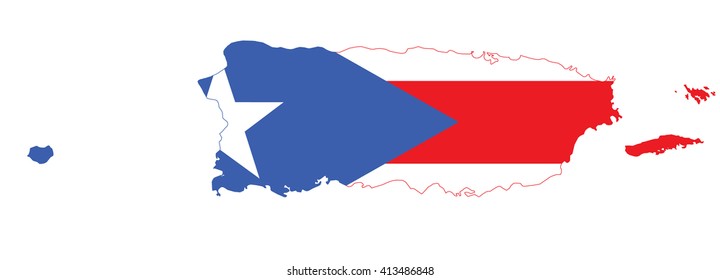 Puerto Rico Flag Map Stock Vector (Royalty Free) 586990076 | Shutterstock