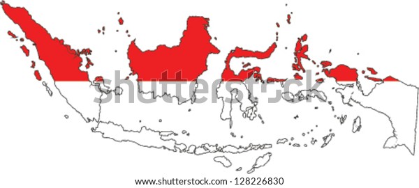 Country Shape Outlined Filled Flag Indonesia Stock Vector (Royalty Free ...