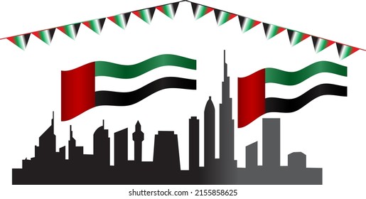 Country skyline with flag day .Good background flag day.background united arab emirates.