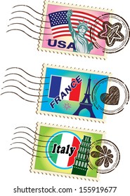 Country stamps icon collection