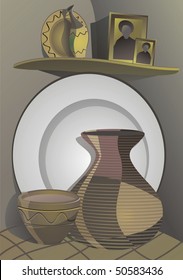country still life of ceramic dishes	, vector editable	 		 		 		 		 		 		 		 		 		 		 		 		 		 		 		 		 		 		 		 		 		 		 		 		 		