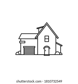 Country style building concept icon. Building house illustration in outline style