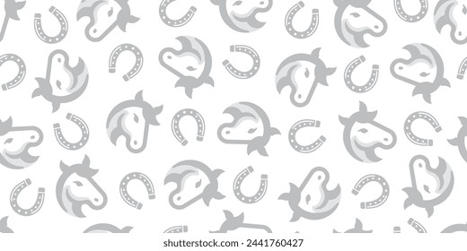 Country style horse and horseshoe background. Seamless pattern. Vector.