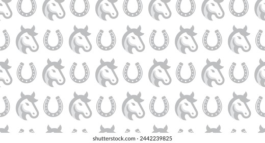Country style horse and horseshoe background. Seamless pattern. Vector.