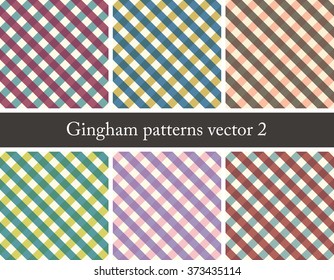 Country style pattern, set of seamless gingham patterns