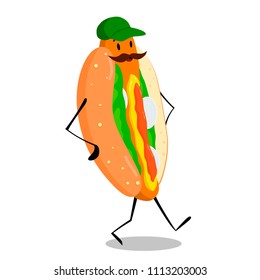 Country style vector hot dog illustration. Street food winner.