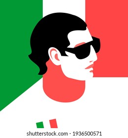 Country symbols. Male avatar in the colors of the national flag of Italy. Vector illustration