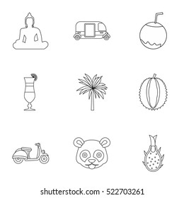 Country Thailand icons set. Outline illustration of 9 country Thailand vector icons for web