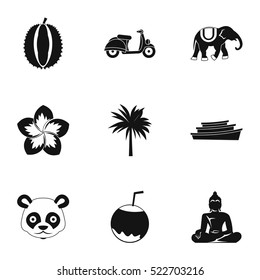 Country Thailand icons set. Simple illustration of 9 country Thailand vector icons for web