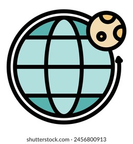 Country time zone icon outline vector. World map. Local hour color flat