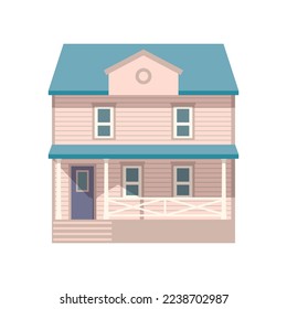 Country two-storey house in flat style. Vector illustration