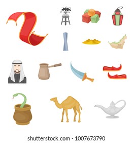 Country United Arab Emirates cartoon icons in set collection for design. Tourism and attraction vector symbol stock web illustration.