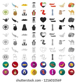 Country United Arab Emirates cartoon icons in set collection for design. Tourism and attraction vector symbol stock web illustration.