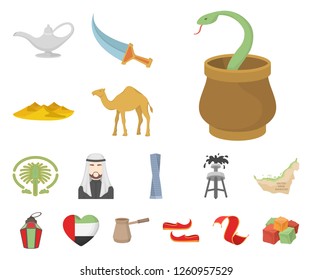 Country United Arab Emirates cartoon icons in set collection for design. Tourism and attraction vector symbol stock web illustration.