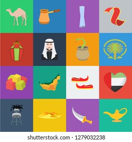 Country United Arab Emirates cartoon icons in set collection for design. Tourism and attraction vector symbol stock web illustration.