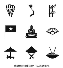 Country Vietnam icons set. Simple illustration of 9 country Vietnam vector icons for web
