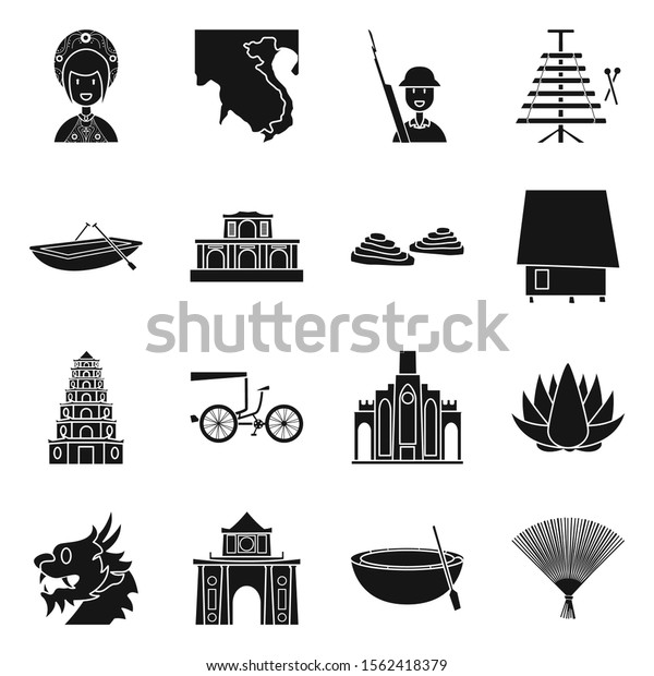 Country Vietnam Vector Black Icon Set Stock Vector (Royalty Free ...