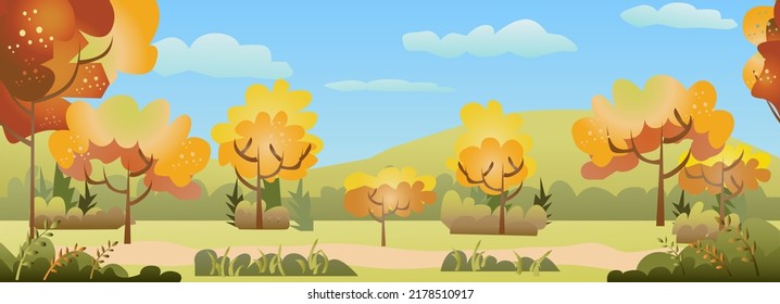 Country View Game Background and Vector Illustration