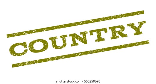Country watermark stamp. Text caption between parallel lines with grunge design style. Rubber seal stamp with scratched texture. Vector olive color ink imprint on a white background.
