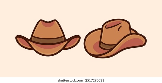 Country Western Cowboy Sombrero de cuero Ilustración vectorial Sombrero de dibujos animados aislado