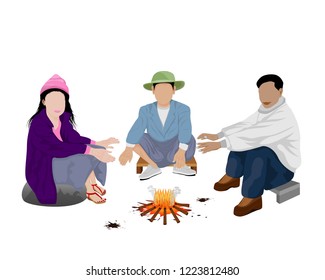 countryman sit around the fire vector design