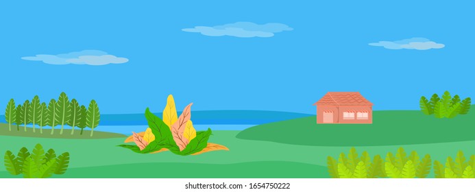 Countryside background vector panorama illustration graphic design 