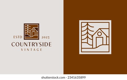 Countryside Barn Logo Template. Universal creative premium symbol. Vector illustration. Creative Minimal design template. Symbol for Corporate Business Identity