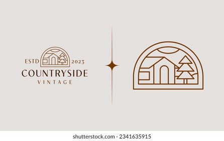 Countryside Barn Logo Template. Universal creative premium symbol. Vector illustration. Creative Minimal design template. Symbol for Corporate Business Identity