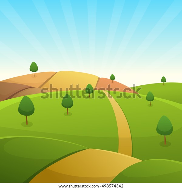 Countryside Cartoon Landscape Stock Vector (Royalty Free) 498574342