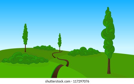 Countryside field landscape, vector illustration