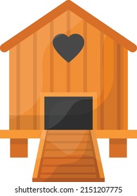 Countryside Hen Home Concept, Wooden Pet house or livery yard vector color icon design, Poultry farming symbol, Meat or Eggs Production Sign, Protein and farmyard equipment stock illustration