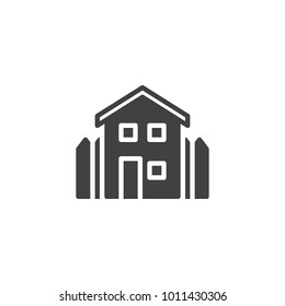 Countryside house icon vector, filled flat sign, solid pictogram isolated on white. Village home symbol, logo illustration.