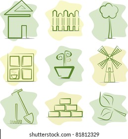 Countryside (icons), vector illustration